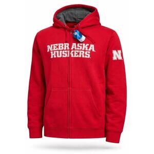 NWT Nebraska Huskers Red Zip Up Hoodie Large Box Seat NCAA Licensed